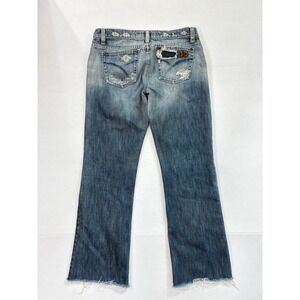 Joe's Jeans Distressed Bootcut Women Size 29 Blue Raw Hem Low Rise Denim